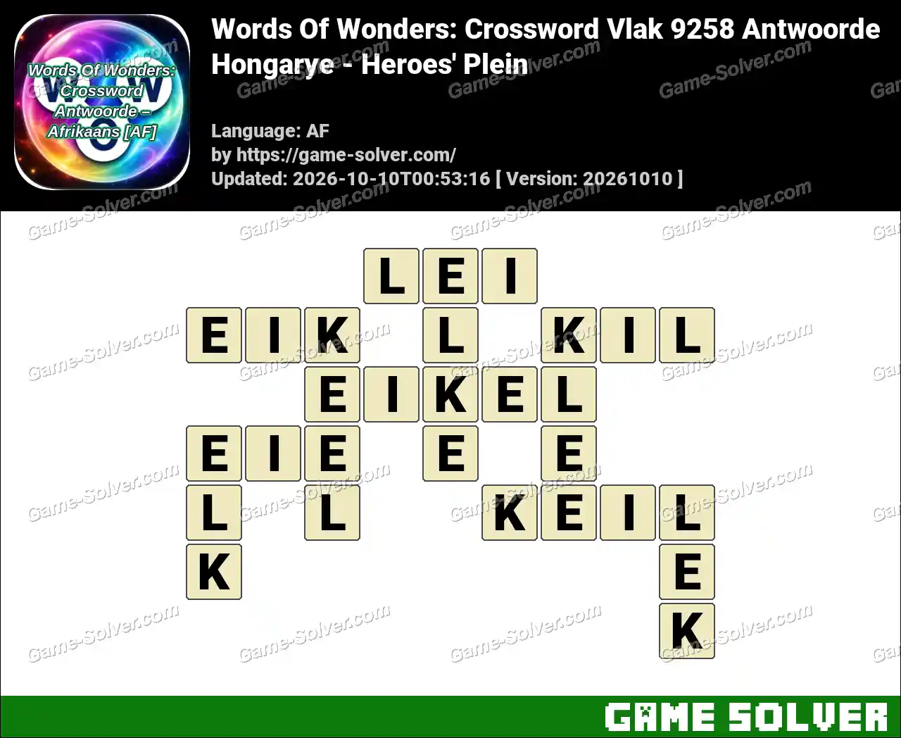 Words Of Wonders: Crossword Vlak 9258 Antwoorde – Hongarye – Heroes’ Plein